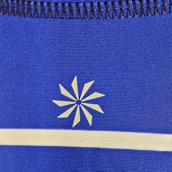 NWOT ATHLETA Blue,Black &White Striped Crop Top Rashguard UPF 50+Sz M TOP ONLY - Picture 12 of 13